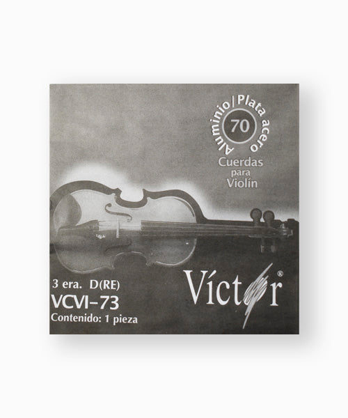 Cuerda Víctor VCVI-73-6 para Violín 4/4, 3A (D "Re"), Entorchado Aluminio Pulido, 6 piezas