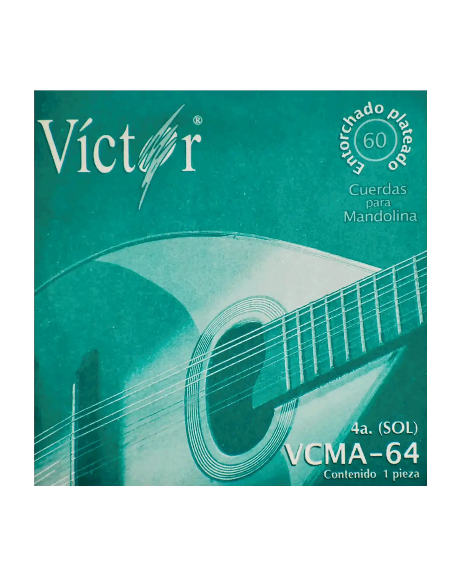 Cuerda Víctor VCMA-64-6 para Mandolina, 4A, Entorchado Cobre Plata, 6 piezas