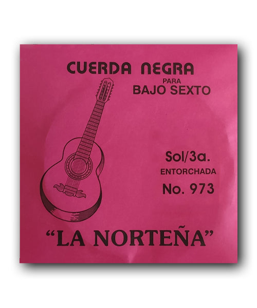 La Norteña Cuerda 973(12) para Bajo Quinto y Sexto, 3A, Entorchada Acero Inoxidable, 12 piezas