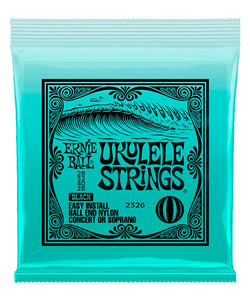 Ernie Ball Encordadura "Ukulele Ball End" 2326, Soprano/Concierto, Nylon Negro