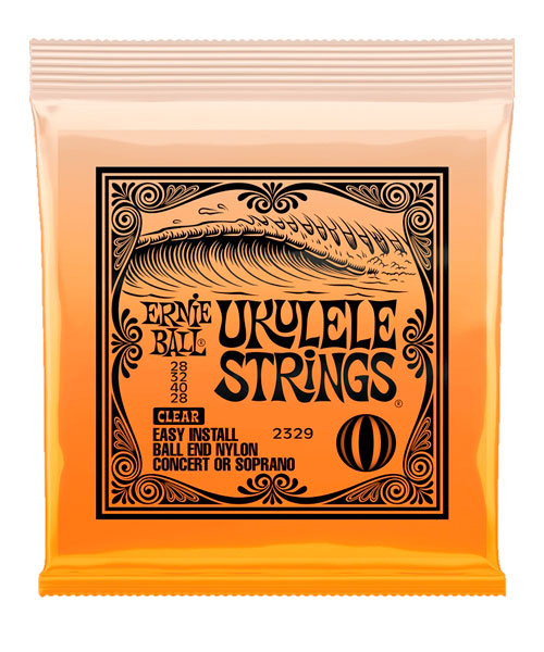 Encordadura Ernie Ball Ukulele Ball End 2329 para Soprano y Concierto Nylon Transparente