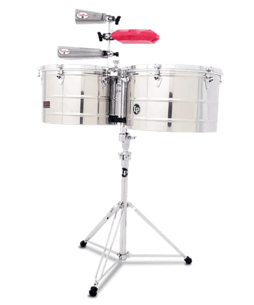Timbales LP 15" & 16" Prestige Thunder Acero con Atril