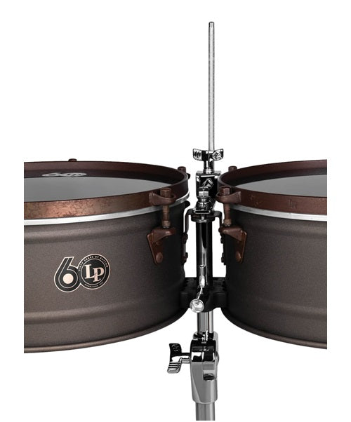 “Exclusiva en Veerkamp Online” Latin Percussion Timbales 14" & 15" bronce con Atril LP1415-60, "60TH ANNYVERSARY"