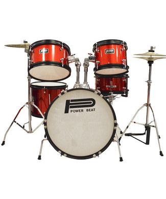 Powerbeat Batería Junior Roja Con Atriles, Asiento Y Platillos JB1049A-RD