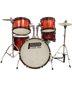 Powerbeat Batería Junior Roja Con Atriles, Asiento Y Platillos JB1049A-RD