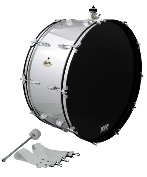 Bombo POWER BEAT “R4V3NDRVMZ'' 18”x 14” Plata Metálico con Soporte para Platillo y Baquetón