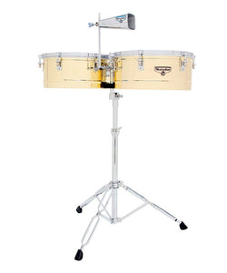 Latin Percussion Timbales 14" y 15" Matador Latón Con Atril Para Cencerro M257B