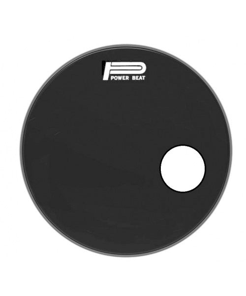Parche POWER BEAT Frontal para Bombo 22" Negro con Perforación