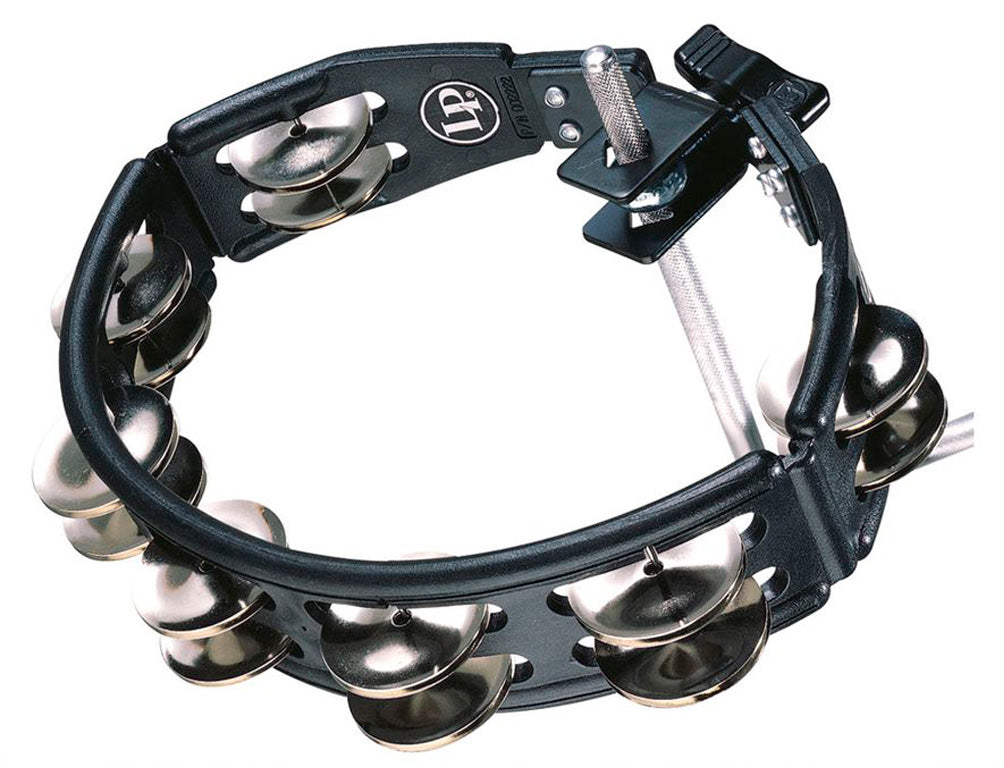 Pandero LP Cyclops 2 Hileras de Sonajas con Soporte, Negro