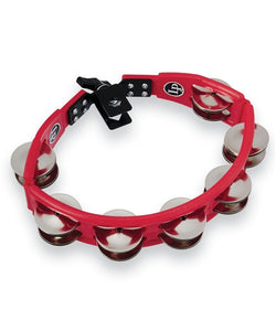 Latin Percussion Pandero LP161 Rojo 2 Hileras de Rintintines, Cyclops Oval Montable