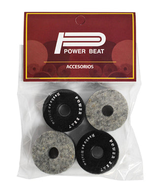 Powerbeat Rondanas PBRFP-P para Atril de Platillos, Fieltro con Piel, 4pzas