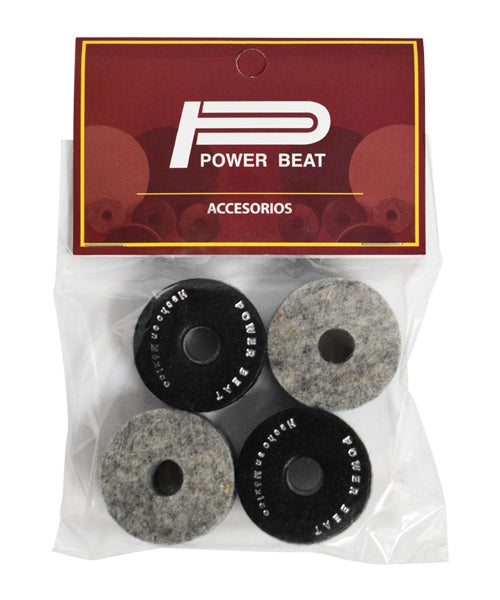 Powerbeat Rondanas PBRFP-P para Atril de Platillos, Fieltro con Piel, 4pzas