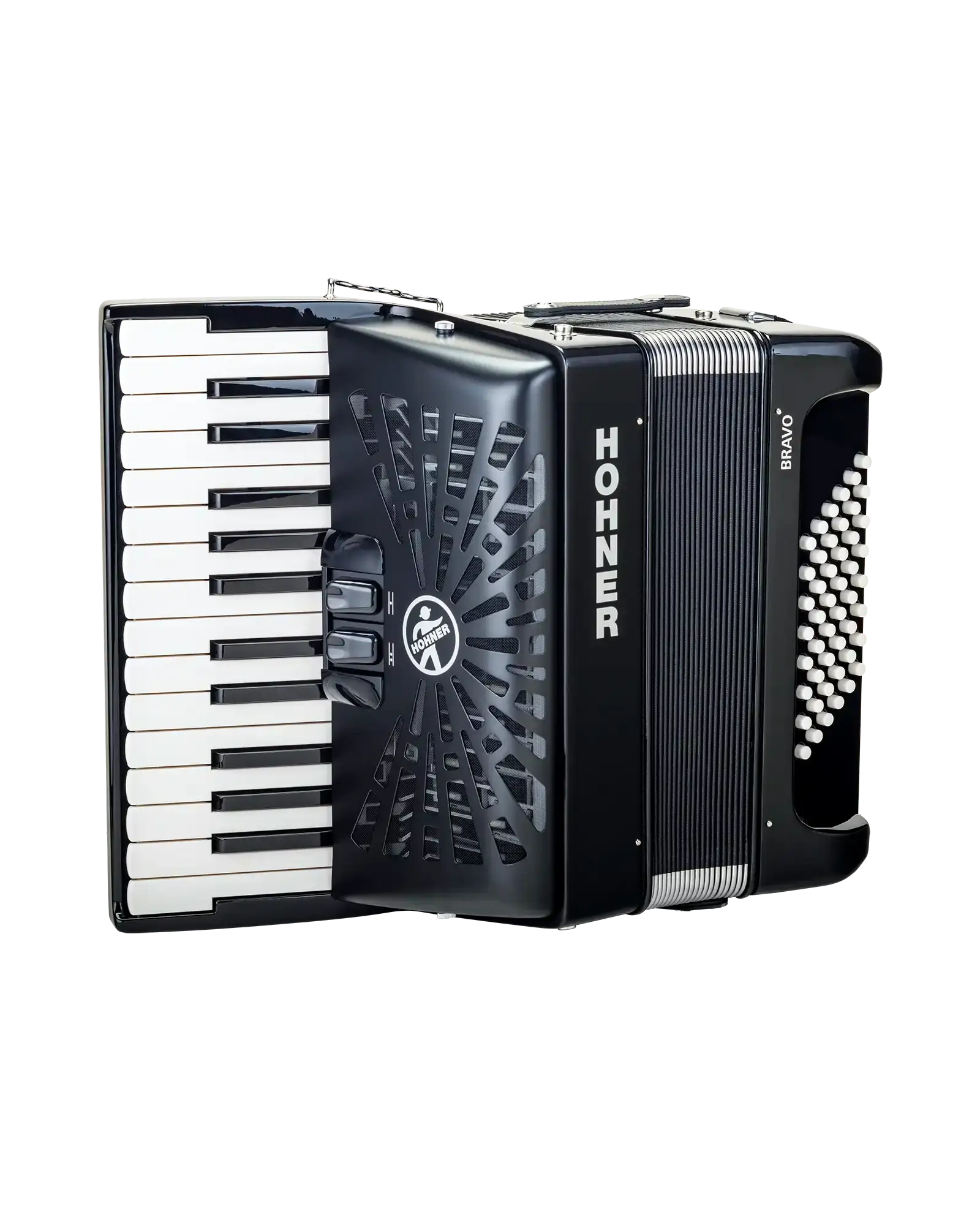 Acordeón Cromático Hohner A16522 Bravo II 48 Bajos - Negro con Funda