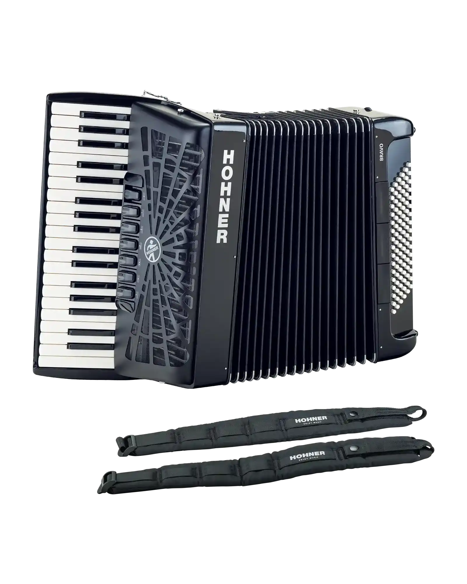 Acordeón Cromático Hohner A16722 Bravo III 96 Bajos - Negro con Funda