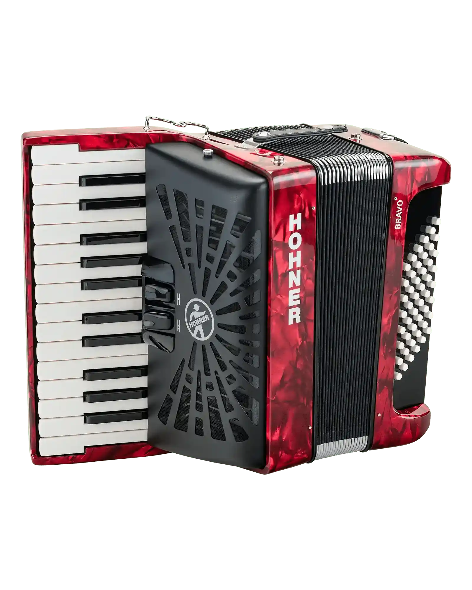 Acordeón Cromático Hohner A16532 Bravo II 48 Bajos -  Rojo con Funda