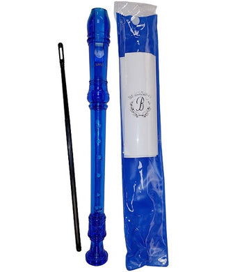 Blessing Flauta Dulce Soprano QM8ABL Plástico Azul Transparente con Funda