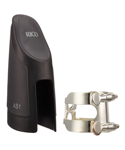 Abrazadera y Tapaboquilla D'Addario (Rico) HAS1S para Saxofón Alto-Plateada