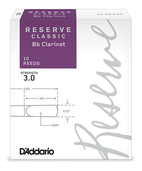 Caña D'Addario "Reserve Classic" DCT1030(10) para Clarinete Si Bemol 3-Caja de 10 Piezas