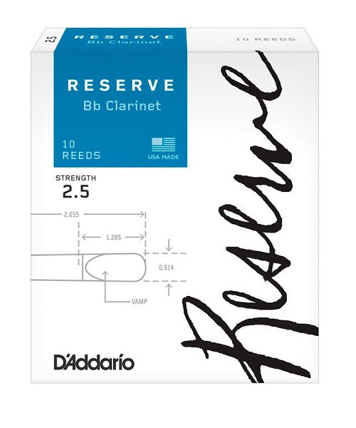 Caña D'Addario  "Reserve" DCR1025(10) para Clarinete Si Bemol 2 1/2 - Caja de 10 Piezas