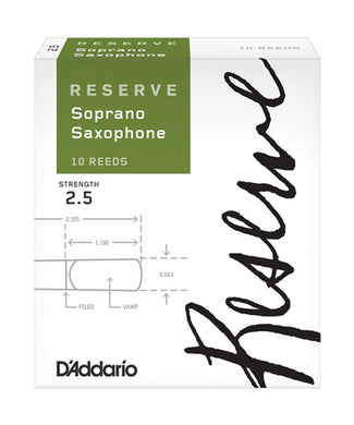 D'Addario Woodwinds Cañas Reserve Para Saxofón Soprano 2 1/2, DIR1025(10), Caja Con 10 Pzas
