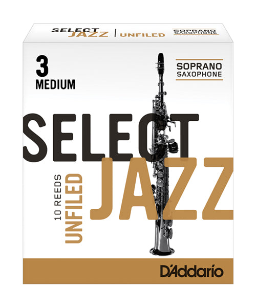 Caña D'Addario "Select Jazz Unfiled" RRS10SSX3M(10) para Saxofón Soprano 3M-Caja de 10 Piezas