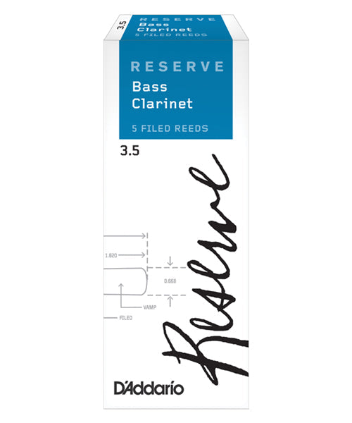 Caña D'Addario "Reserve Classic" DER0535(5) para Clarinete Bajo 3 1/2-Caja de 5 Piezas