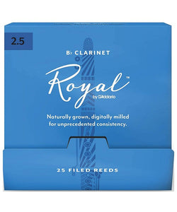 D'Addario Woodwinds (Rico) Cañas Royal para Clarinete Si Bemol 2 1/2, RCB0125-B25(25), Caja con 25 Pzas