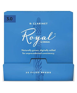 D'Addario Woodwinds (Rico) Cañas Royal para Clarinete Si Bemol 3, RCB0130-B25(25), Caja con 25 Pzas