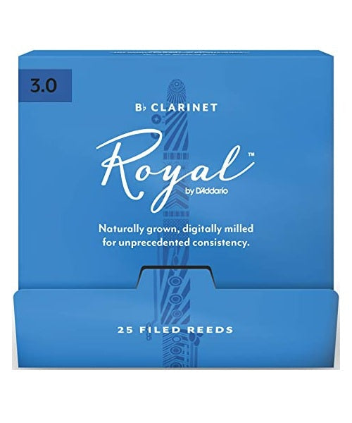 D'Addario Woodwinds (Rico) Cañas Royal para Clarinete Si Bemol 3, RCB0130-B25(25), Caja con 25 Pzas