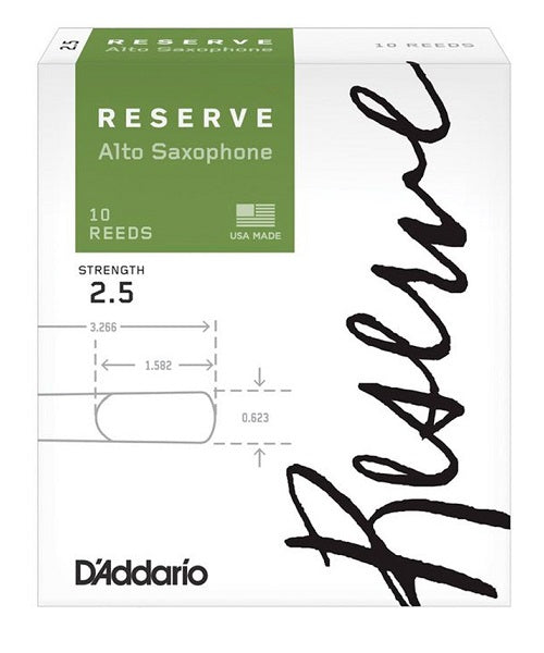 Caña D'Addario "Reserve" DJR1025(10) para Saxofón Alto 2 1/2-Caja de 10 Piezas
