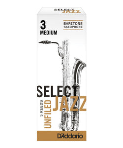 D'addario (Rico) Cañas "Select Jazz" Para Saxofón Barítono 3M Unfiled, RRS05BSX3M(5), Caja Con 5 Pzas