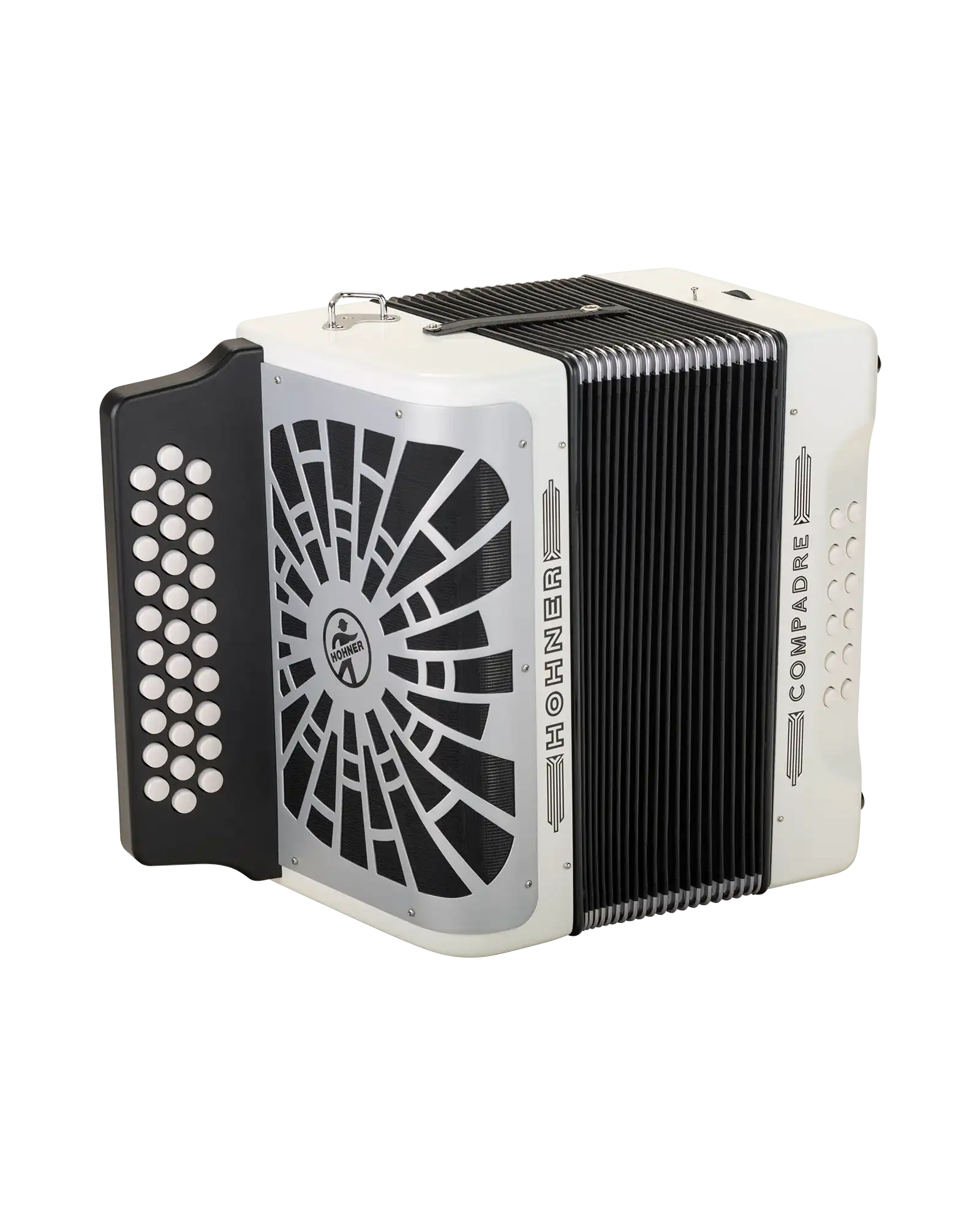 Acordeón Diatónico Hohner A48431 Compadre Fa-Sib-Mib - Blanco con Funda