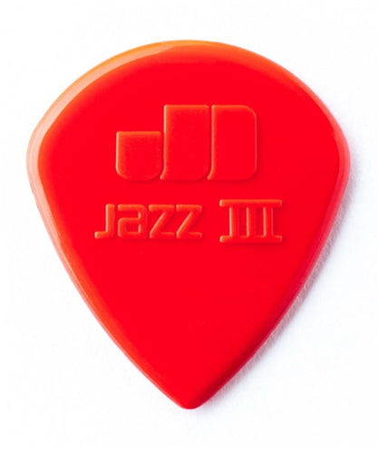 Dunlop Púas Jazz III Nylon 47R3N(24) 1.38mm, Rojo con 10 piezas