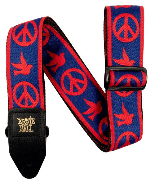 Tahalí Ernie Ball Jacquard 4698 Rojo y Azul Peace Love & Dove