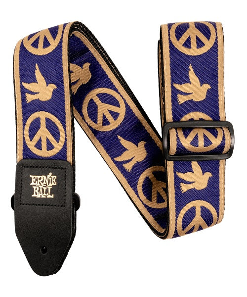 Tahalí Ernie Ball Jacquard 4699 Navy Blue y Beige Peace & Love Dove