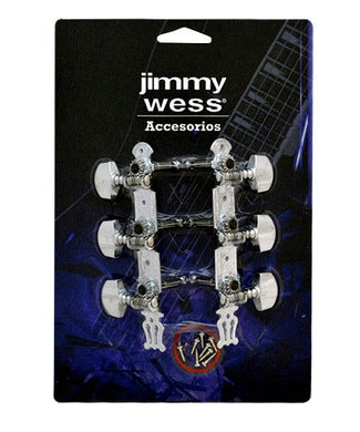 Jimmy Wess Maquinaria SKG367-CK para Guitarra Acústica 3+3 Niquelada (Perno y Botón Metal)