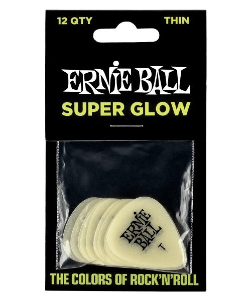 Púas Ernie Ball Super Glow 9224 Thin con 12 Piezas