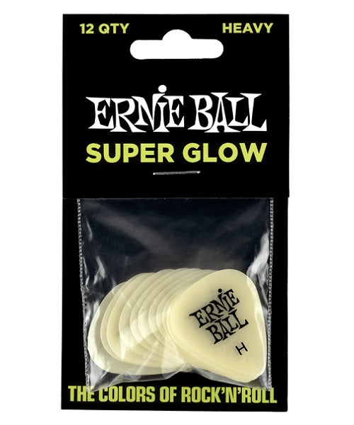 Púas Ernie Ball Super Glow 9226 Heavy 12 Piezas