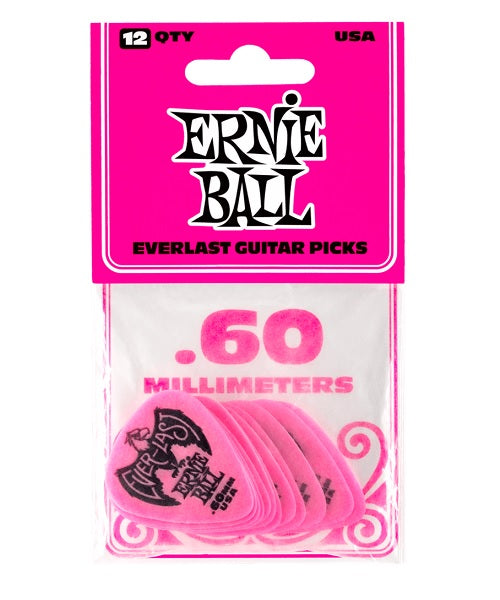 Púas Ernie Ball Everlast 9179 Rosa 0.60mm 12 Piezas