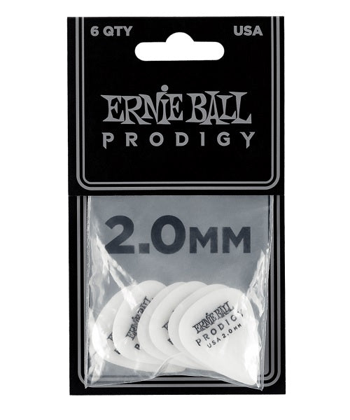 Púas Ernie Ball Prodigy 9202 Standard 2.00mm 6 Piezas Blancas