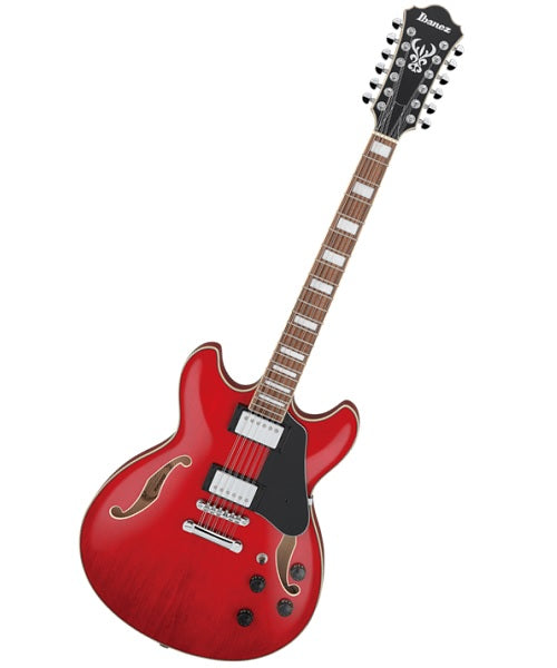 Ibanez Guitarra Eléctrica 12 Cuerdas Rojo Transparente AS7312-TCD, Serie Artcore