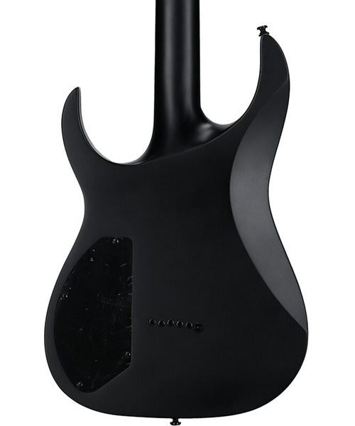 Exclusiva en Veerkamp Online Ibanez Guitarra Eléctrica Negro Mate RGRTBB21-BKF Baritono, Serie RG Iron Label