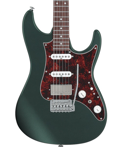Exclusiva en Veerkamp Online Ibanez Guitarra Eléctrica Verde Hiedra Metálico Mate AZ2204N-VGF con Estuche, Serie AZ Prestige