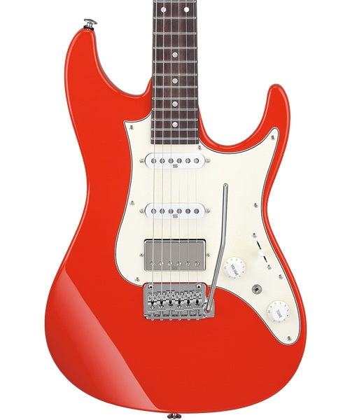 Exclusiva en Veerkamp Online Ibanez Guitarra Eléctrica Rojo Bermellon AZ2204NW-VR con Estuche, Serie AZ Prestige
