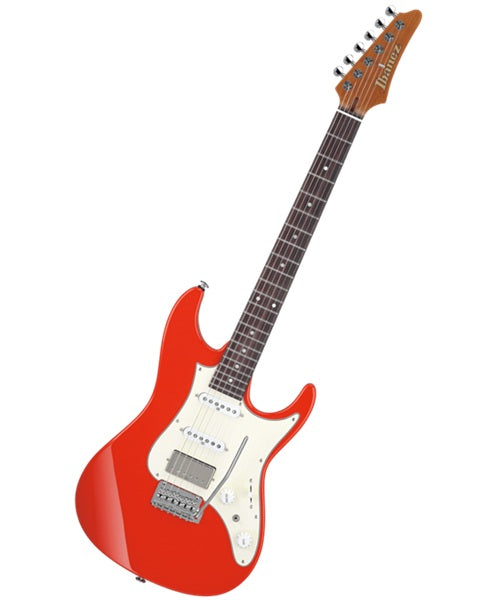 Exclusiva en Veerkamp Online Ibanez Guitarra Eléctrica Rojo Bermellon AZ2204NW-VR con Estuche, Serie AZ Prestige