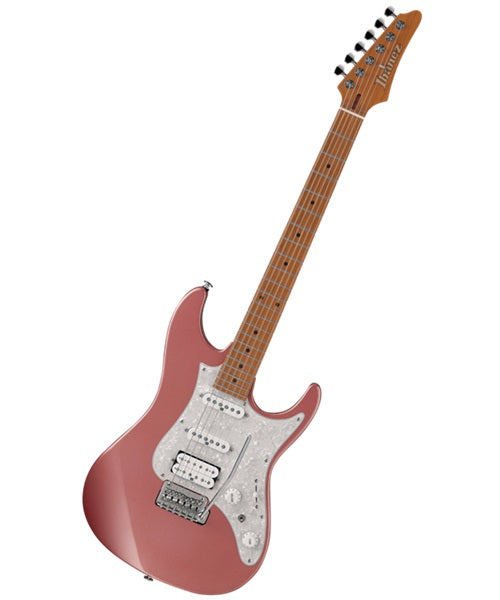 “Exclusiva en Veerkamp Online” Ibanez Guitarra Eléctrica Rosa Pastel Metálico AZ2204-HRM con Estuche, Serie Azes Prestige