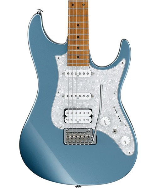 Exclusiva en Veerkamp Online Ibanez Guitarra Eléctrica Azul Claro Metálico AZ2204-ICM con Estuche, Serie Azes Prestige