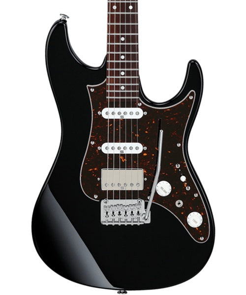 Exclusiva en Veerkamp Online Ibanez Guitarra Eléctrica Negra AZ2204N-BK con Estuche, Serie Azes Prestige