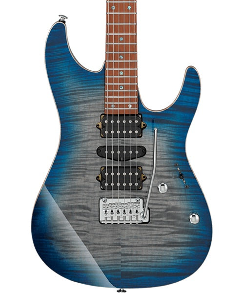 Exclusiva en Veerkamp Online Ibanez Guitarra Eléctrica Entintado Gris/Sombreado Azul AZ2407F-SDE con Estuche, Serie Azes Prestige