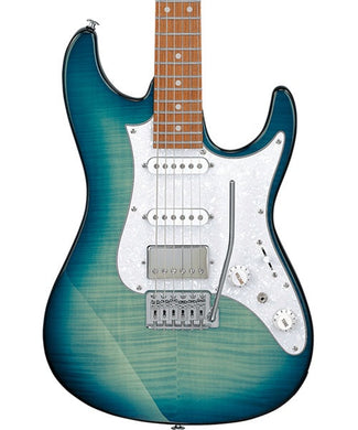 Ibanez Guitarra Eléctrica Turquesa Transparente/Sombreado Turquesa AZ22S1F-TXB, Serie AZ Standard